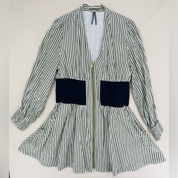 The Tommie Smocked Front-Zip Shirt Dress by Anthropologie. Size XL - Picture 3 of 9